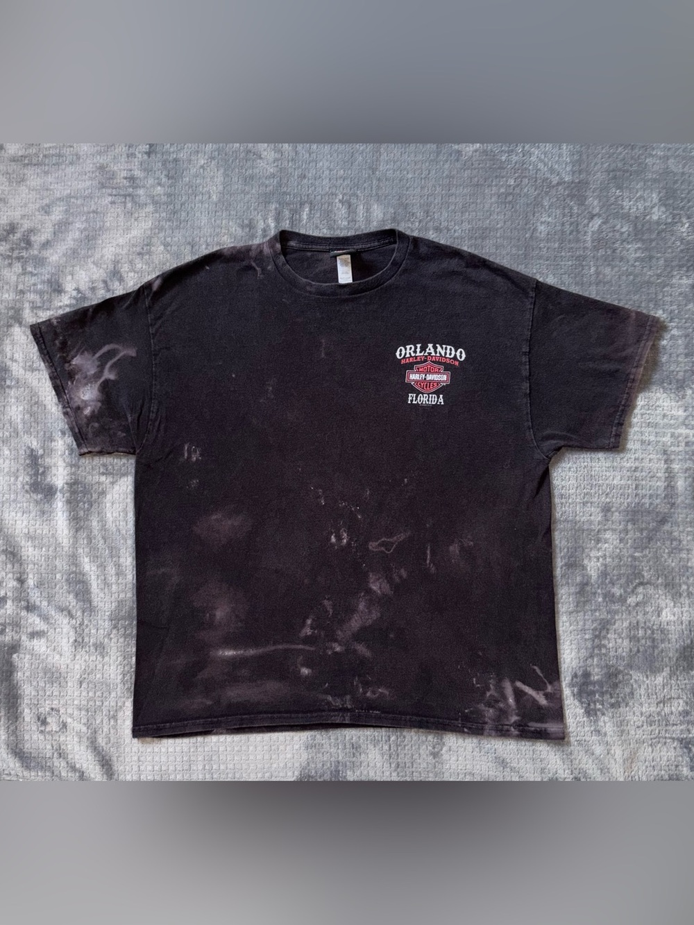 Harley-Davidson Men’s XL Black Acid Wash Skull Graphic Orlando Florida T-Shirt